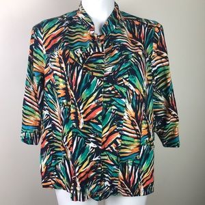 Bright Linen Jacket Multicolored Print Abstract